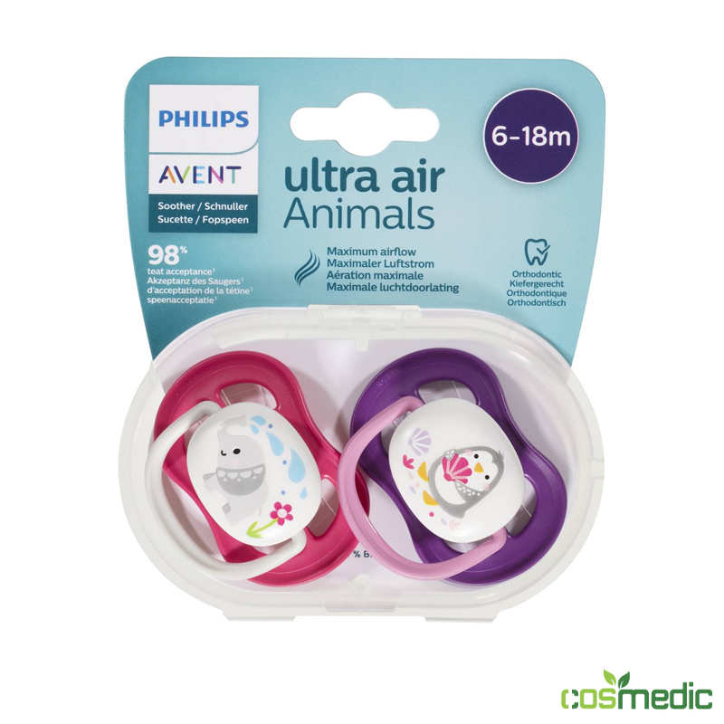 AVENT 2 SUCETTES ROSE ULTRA AIR ANIMALS ORTHO 0-6 MOIS ParaMoutalib
